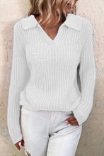 Load image into Gallery viewer, V-neck Lapel Solid Slim Fit Knit Sweater

