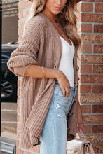 Load image into Gallery viewer, Khaki Solid Color Buttoned Down Casual Knitted Cardigan
