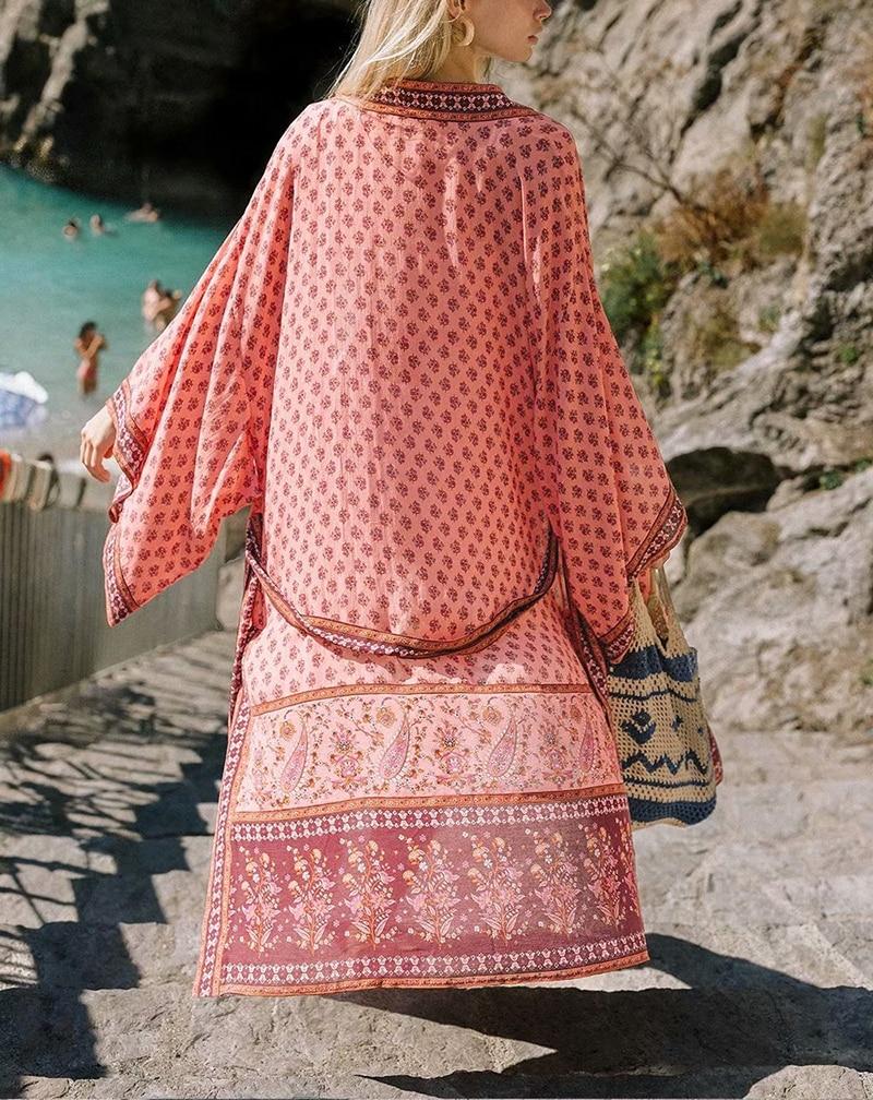 Boho Floral Patterns Kimono Cover Up