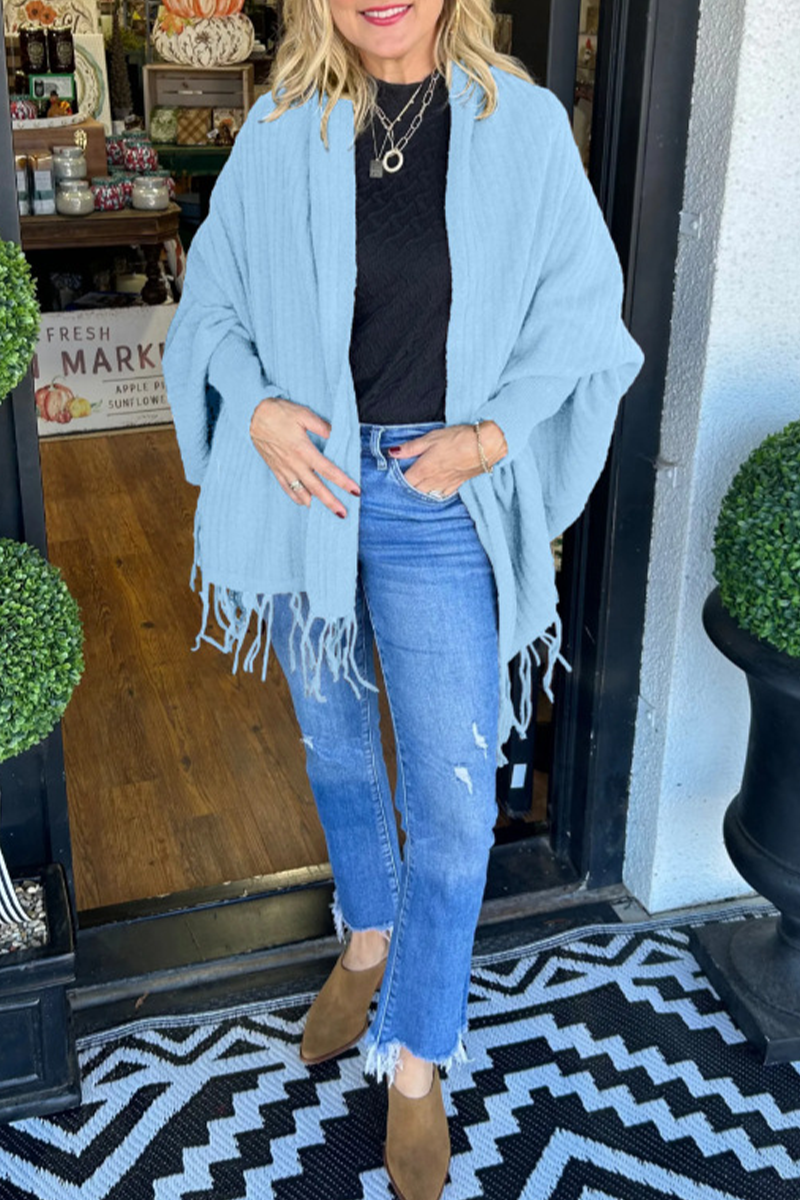 Casual Fringed Trim Irregular Cardigan Outerwear
