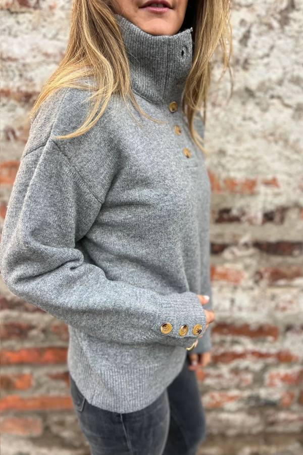Collar Buttons Casual Loose Sweater