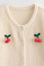 Load image into Gallery viewer, V-neck Cherry Embellished Cardigan Cropped Knitted Sweater
