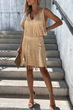 Load image into Gallery viewer, Sexy Tassel V Neck Sleeveless Mini Party Dress
