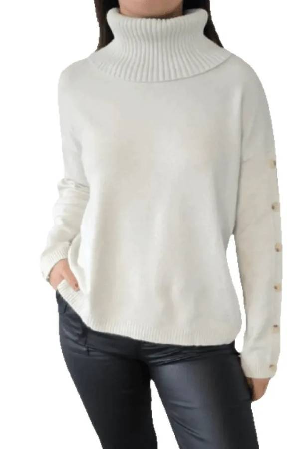 Casual Turtleneck Buttons Sweater