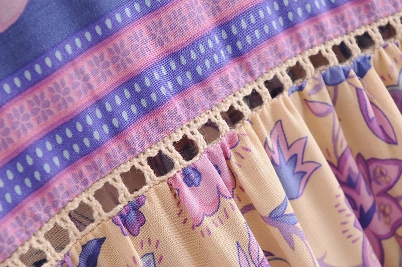 Boho Floral Print Long Sleeve Loose Maxi Dress