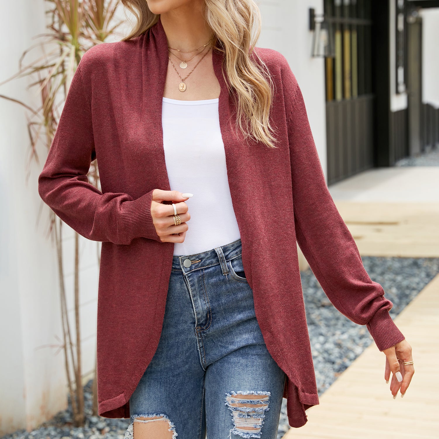 Long Sleeve Open Front Duster Cardigan