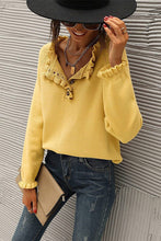 Load image into Gallery viewer, Chic Long Sleeve Button Down Ruffle Knit Pullover Sweater
