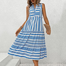 Load image into Gallery viewer, Casual Bohemian Geometric Print Sleeveless Tiered Midi Dress
