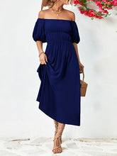 Load image into Gallery viewer, Loose Off-The-Shoulder Short Sleeves Midi Dress
