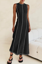 Load image into Gallery viewer, Casual Striped Contrast Sleeveless Round Necn Midi Dress
