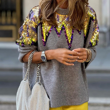 Load image into Gallery viewer, Long Sleeves Sequins Loose Knitted Sweater
