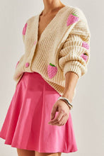 Load image into Gallery viewer, Sweet Beige Strawberry V-neck Cardigan Sweater
