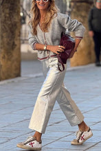 Load image into Gallery viewer, Grey Trimmed Long Sleeves Cardigan
