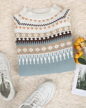 Load image into Gallery viewer, Geometric Long Sleeve Round Neck Sweater
