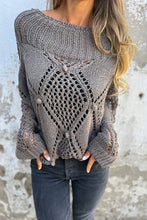 Load image into Gallery viewer, Loose Hollow Round Neck Casual Knitted Sweater
