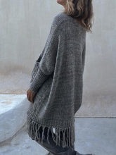 Load image into Gallery viewer, Chic Knit Fringe Detail Tassel Trim Pockets Loose Sweater
