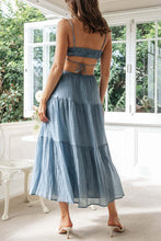 Load image into Gallery viewer, Sexy Spaghetti Straps Cut Out Tiered Midi Dress
