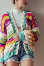Load image into Gallery viewer, Colorful Striped Chunky Knit Cardigan Jacket
