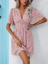 Load image into Gallery viewer, Printed V-Neck Half Sleeve Mini Dress

