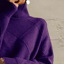 Load image into Gallery viewer, Geometric Turtleneck Long Sleeve Sweater
