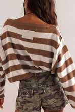 Load image into Gallery viewer, Loose Striped Print Crew Neck Long Sleeve Knitted Sweater
