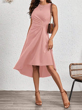 Load image into Gallery viewer, Sleeveless Asymmetric Pleated Split-Joint Midi Dress

