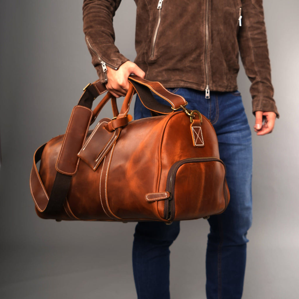 Handmade Full Grain Leather Duffle Bag