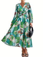 Load image into Gallery viewer, Casual Floral V Neck Long Sleeve Dress
