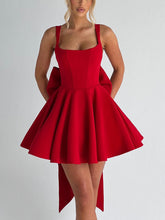 Load image into Gallery viewer, Pricess Square Neck Bow Mini Dress
