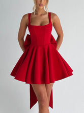 Load image into Gallery viewer, Pricess Square Neck Bow Mini Dress
