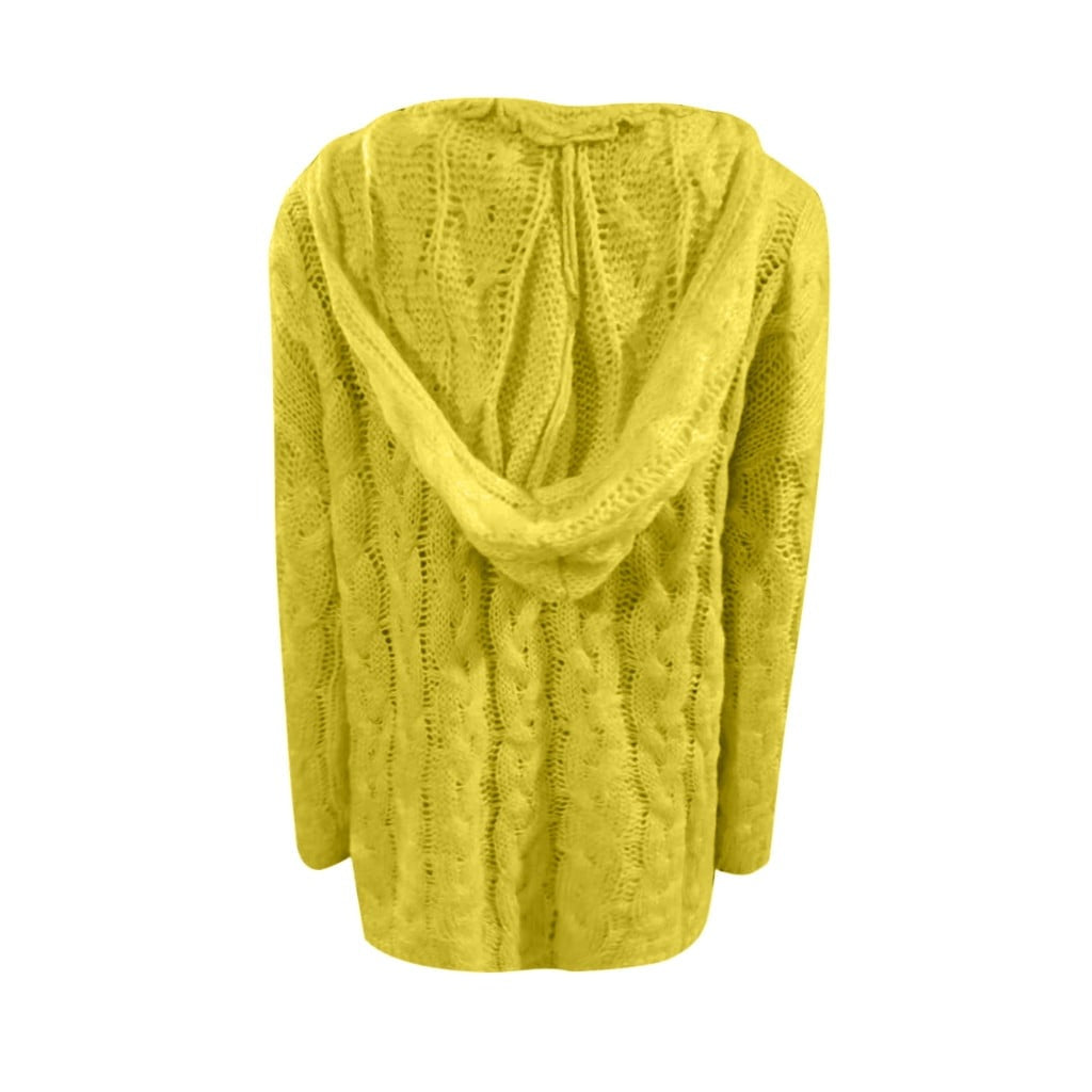 Baggy Casual Knitwear Tops Hooded Jumper Long Sleeve V Neck Loose Sweater