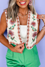 Load image into Gallery viewer, White Floral Embroidered Boho Vest

