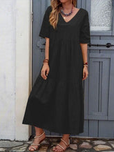 Load image into Gallery viewer, Simple Casual Short Sleeves Tiered Midi Dress
