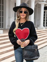 Load image into Gallery viewer, Heart Graphic Round Neck Sweater
