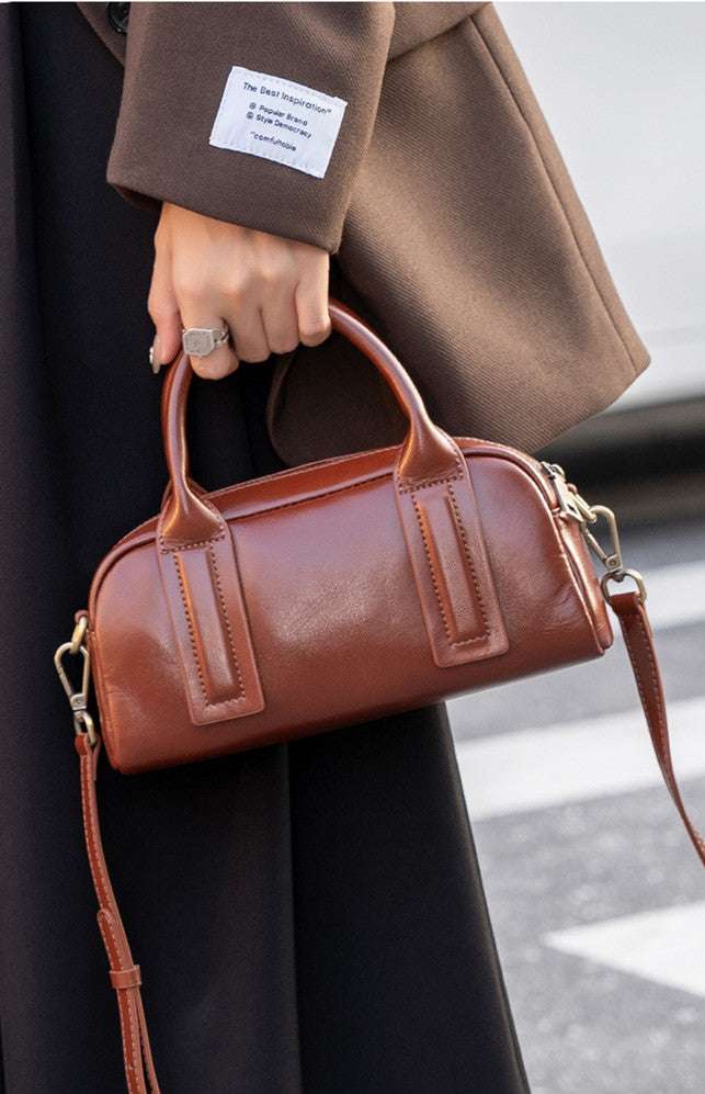 New Vegetable Tanned Mini Handbag Convertible Top Handle Bag Women's Messenger Bag