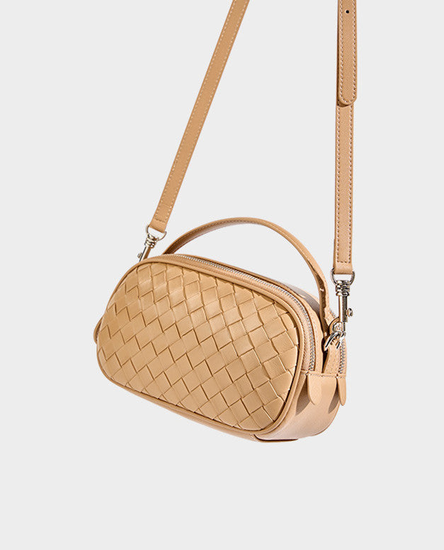 Small Woven Mini Top Handle Messenger Bag