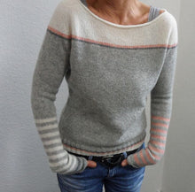 Load image into Gallery viewer, Color Block Striped Boat Neck Long Sleeve Sweater
