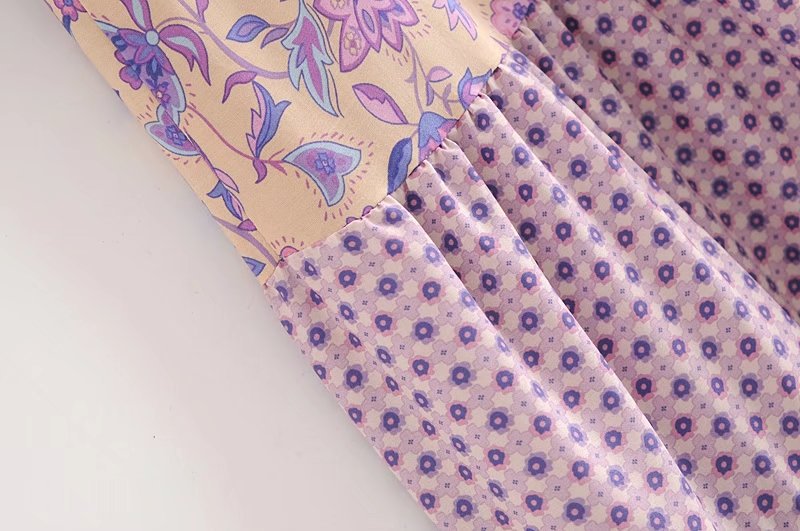 Boho Floral Print Long Sleeve Loose Maxi Dress