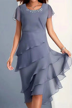 Load image into Gallery viewer, Sweet Elegant Round Neck Tiered Chiffon Midi Dress

