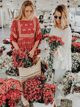 Load image into Gallery viewer, Red Bohemian Floral Tunic Dress
