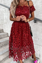 Load image into Gallery viewer, Sweet Elegant Hollowed Out Off the Shoulder Midi Lace Dress
