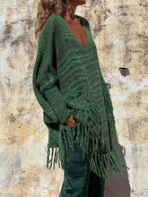 Load image into Gallery viewer, Chic Knit Fringe Detail Tassel Trim Pockets Loose Sweater
