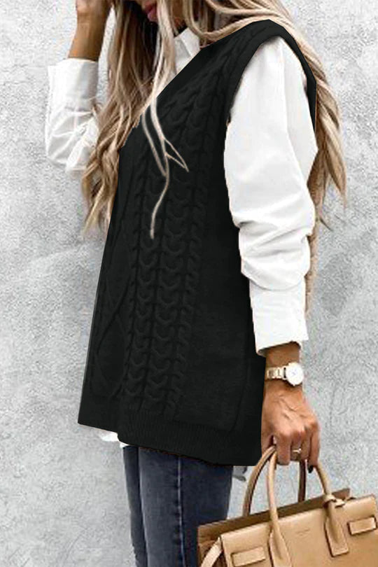 Fall Oversized Vest Knit Sweater Tank Pullover