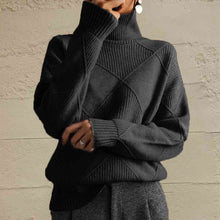 Load image into Gallery viewer, Geometric Turtleneck Long Sleeve Sweater
