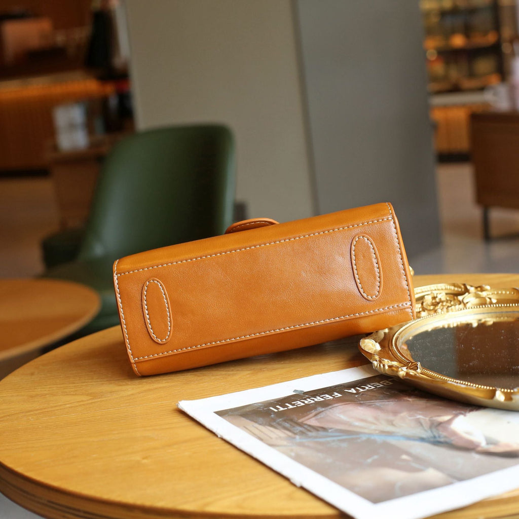 Luxury Retro Structured Flap Leather Mini Satchel Crossbody Bag