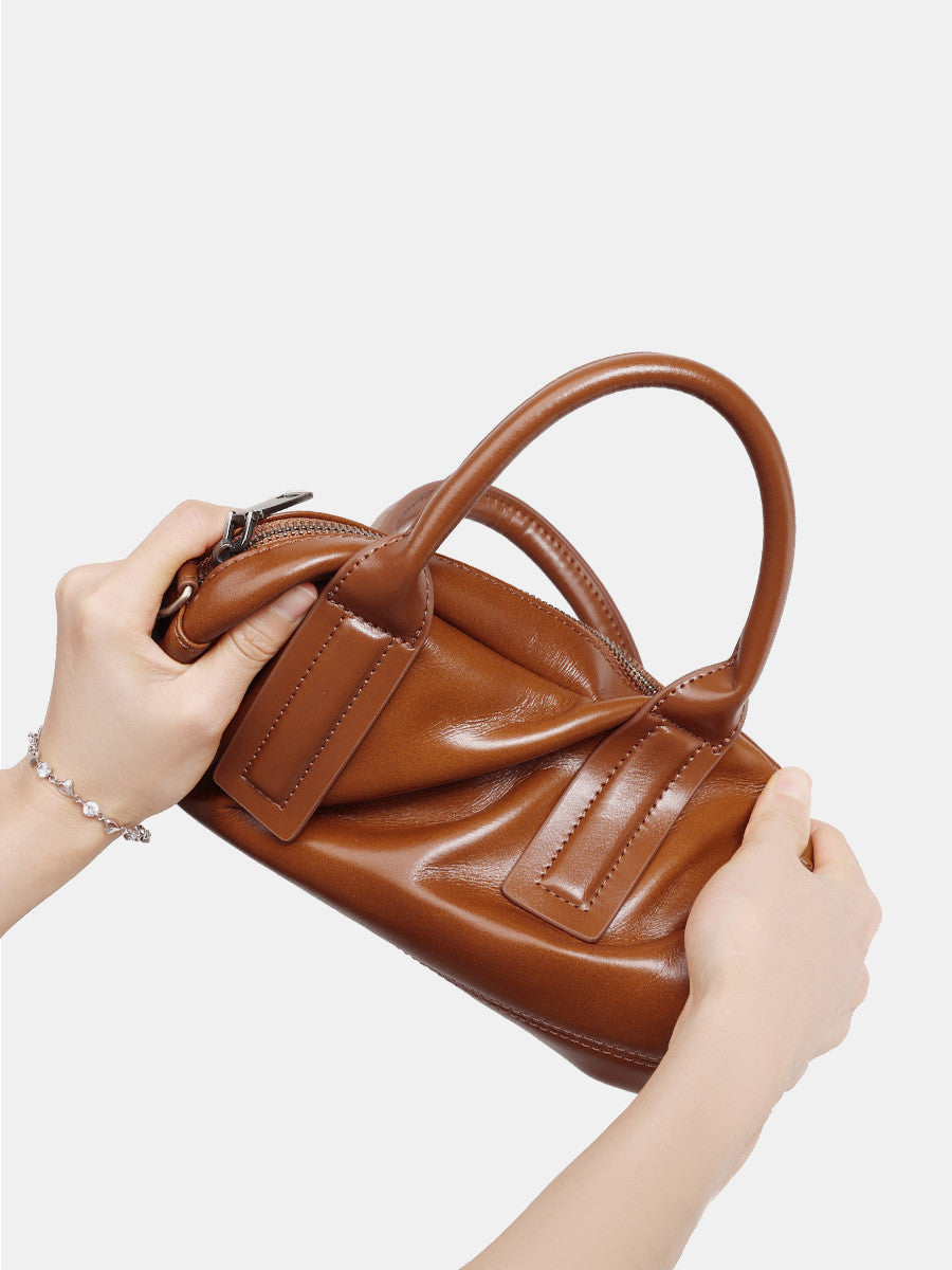 New Vegetable Tanned Mini Handbag Convertible Top Handle Bag Women's Messenger Bag
