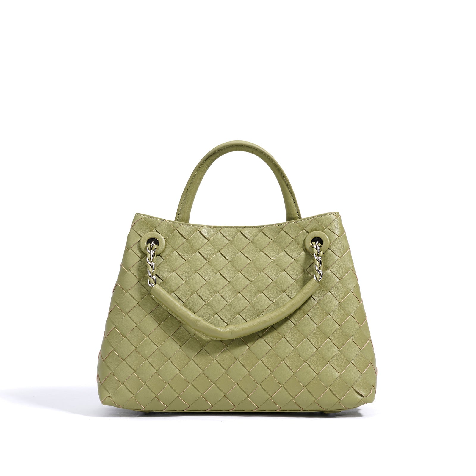 New Woven Leather Chain Basket Bag