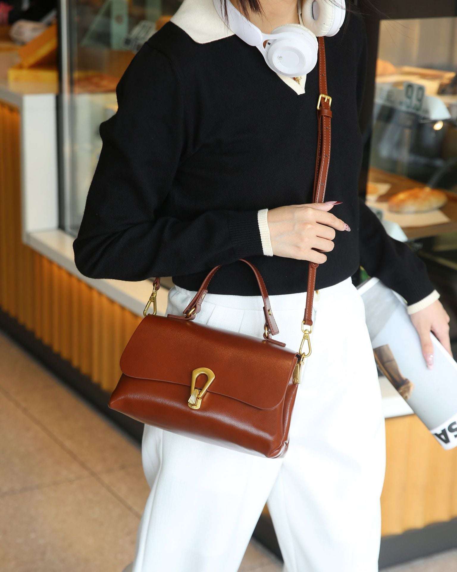 Vintage Vegetable Tanned Mini Leather Handbag Crossbody Bag