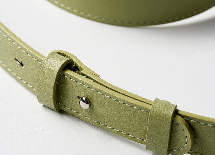 Classic Genuine Leather Bag Woven Crescent Handbag