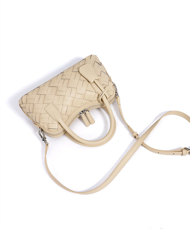 Simple Handmade Woven Handbag Leather Bag